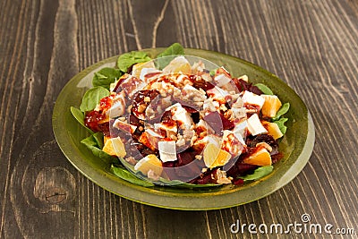 Closeup shot of a delicious beet salad with oranges and feta Stock Photo