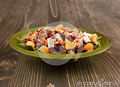 Closeup shot of a delicious beet salad with oranges and feta Stock Photo