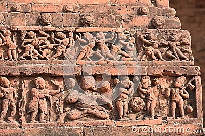 Closeup shot of the detail on the wall of Kantajew Temple in Dinajpur, Bangladesh Stock Photo