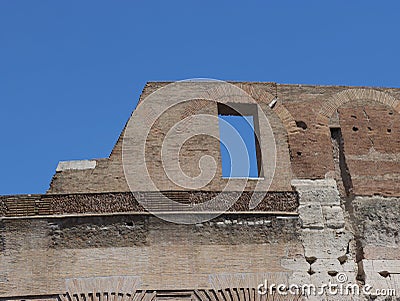 Closeup shot of the details of the Colosseum Editorial Stock Photo