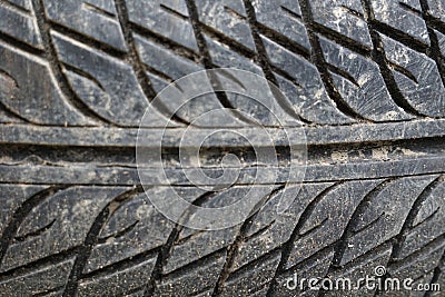 Closeup shot of dirty tire tread Stock Photo