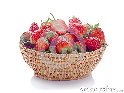 Closeup shot of fresh strawberries. Isolated on white background Stock Photo