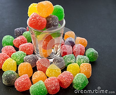 Closeup shot of a heap of colorful gummy drops Stock Photo