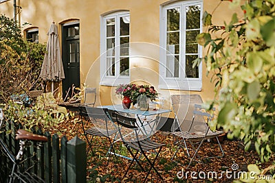 Closeup shot of a house& x27;s cozy courtyard in Copenhagen Stock Photo