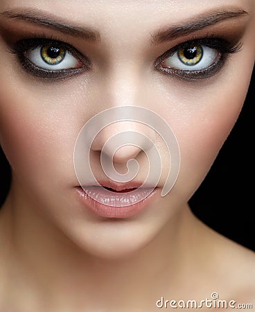 Closeup shot of human female face Stock Photo