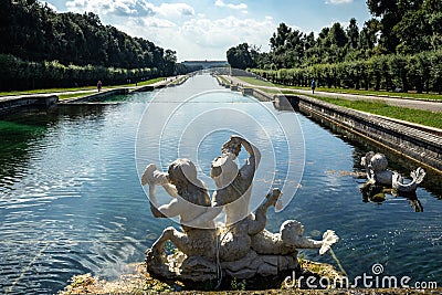 Closeup shot of the marble sculptures of the Fountain of Ceres, Italy Stock Photo