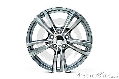 Closeup shot of metal wheel rims with a white background Stock Photo