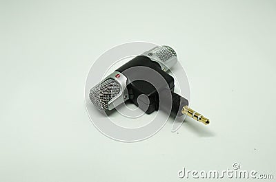 Closeup shot of a Mini Mic Digital stereo microphone for recorders Stock Photo