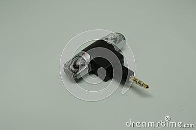 Closeup shot of a Mini Mic Digital stereo microphone for recorders Stock Photo