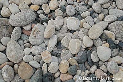 Closeup shot of mixed beach pebble stones Stock Photo