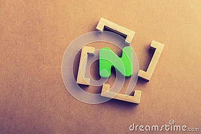 Closeup shot of N letter green icon - concept of education Stock Photo