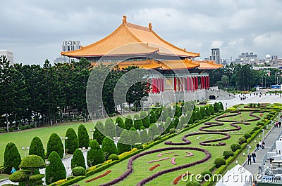 Closeup shot of National Chiang Kai-shek Memorial Hall in Zhongzheng, Taiwan Stock Photo