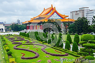 Closeup shot of National Chiang Kai-shek Memorial Hall in Zhongzheng, Taiwan Stock Photo