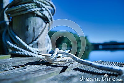 Closeup shot of nautic cleat focus on cleat Stock Photo