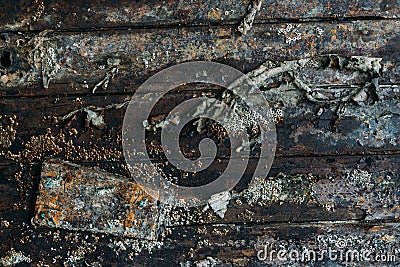 Closeup shot of an old chipped wooden background Stock Photo