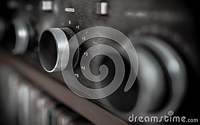 Closeup shot of old music equipment sound buttons Stock Photo