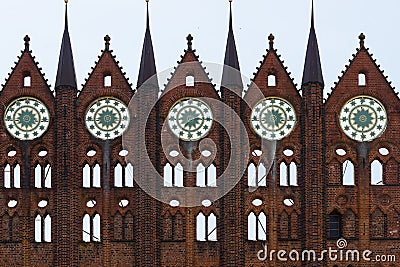 Closeup shot of Rathaus der Hansestadt Stralsund in Stralsund, Germany Stock Photo