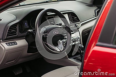 Closeup shot of a sleek, modern Hyundai car interior Editorial Stock Photo
