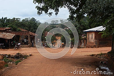 Closeup shot of small huts in a field in Kabala, Africa Stock Photo