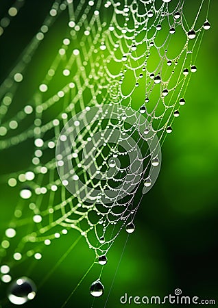 Enchanting Arachnid Artistry: A Vibrant Display of Intricate Web Stock Photo