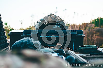 Closeup shot of surveillance equipment outdoors Stock Photo