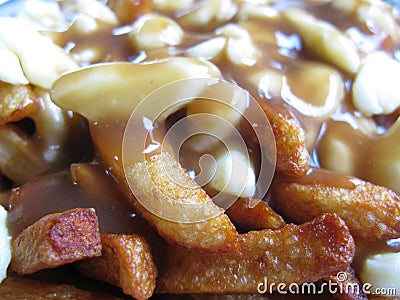 Closeup shot of a tasty looking Canadian poutine Stock Photo