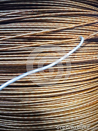 Closeup shot of transformer coil with copper windings Stock Photo