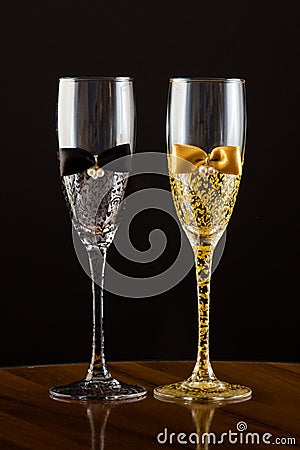 Closeup shot of two decorated cups. Stock Photo