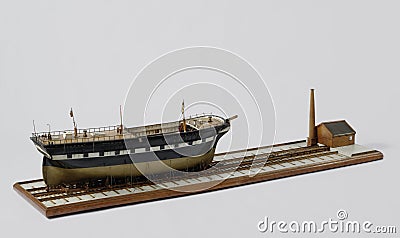 Closeup shot of a vintage figurine of a ship isolated on a white background Stock Photo