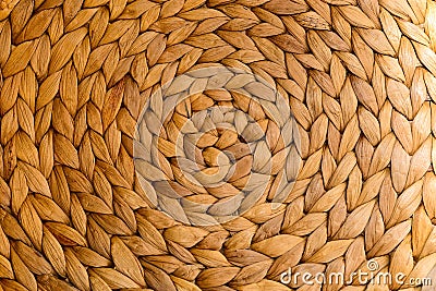 Closeup shot of a woven straw basket texture Stock Photo