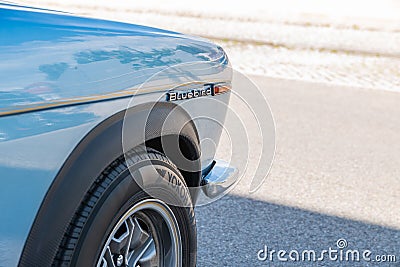 Closeup side view of a beautiful shiny Nissan Datsun bluebird 1600SSS car Editorial Stock Photo