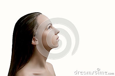 Closeup silhouette of attractive caucasian woman Stock Photo