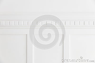 Closeup of simplicity white wall with square pattern panel background texture Stock Photo