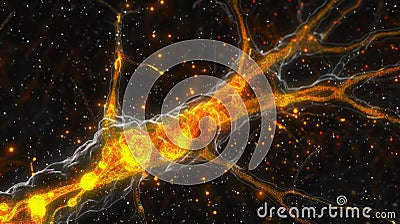 A closeup of a single synapse a key player in the complex web of neuronal activity Stock Photo