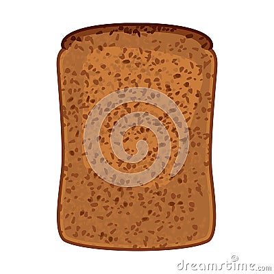 Closeup of slice of whole wheat bread isolated illustration Vector Illustration