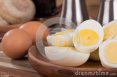 Sliced Hard Boiled Egg Closeup Stock Photo