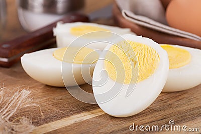 Sliced Hard Boiled Egg Closeup Stock Photo