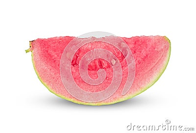 Closeup of Sliced pink guava isolated on white background Stock Photo