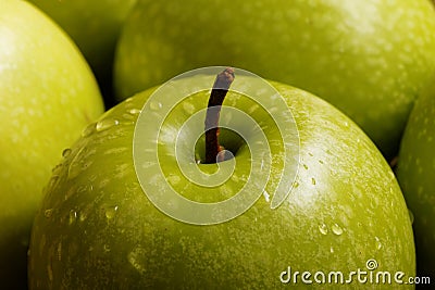 Closeup small green apple Stock Photo