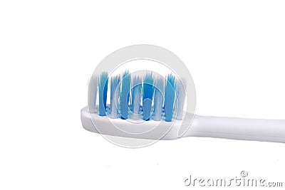 Closeup of small head toothbrush with soft slim tapered bristle Stock Photo