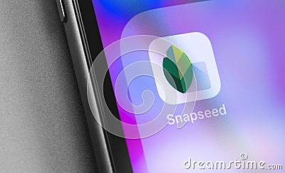 Snapseed app on the screen Editorial Stock Photo