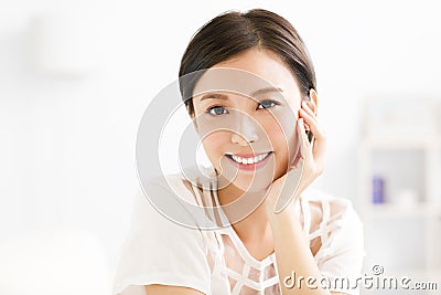 Closeup smiling young woman face Stock Photo