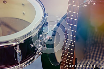 Closeup of snare drum, musical instruments, soft and blur concept Stock Photo