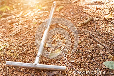 Closeup a soil sampling tube on the ground. Stock Photo