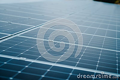 Closeup solar energy production plant outdoor Stock Photo