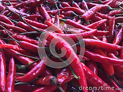 Closeup some red chillies mixed for Thaifood Stock Photo