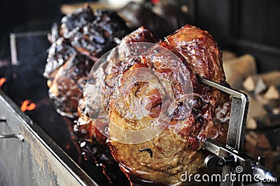 Roast Pork knuckle in Prague Stock Photo