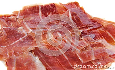 Closeup of spanish jabugo ham slices. Serrano ham Stock Photo