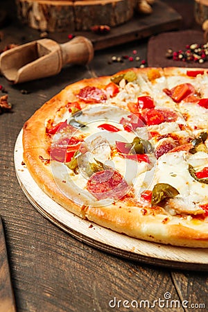 Closeup on spicy mexicano pizza with jalapenos Stock Photo