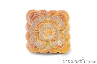 Closeup square moon cake isolated on white background Stock Photo